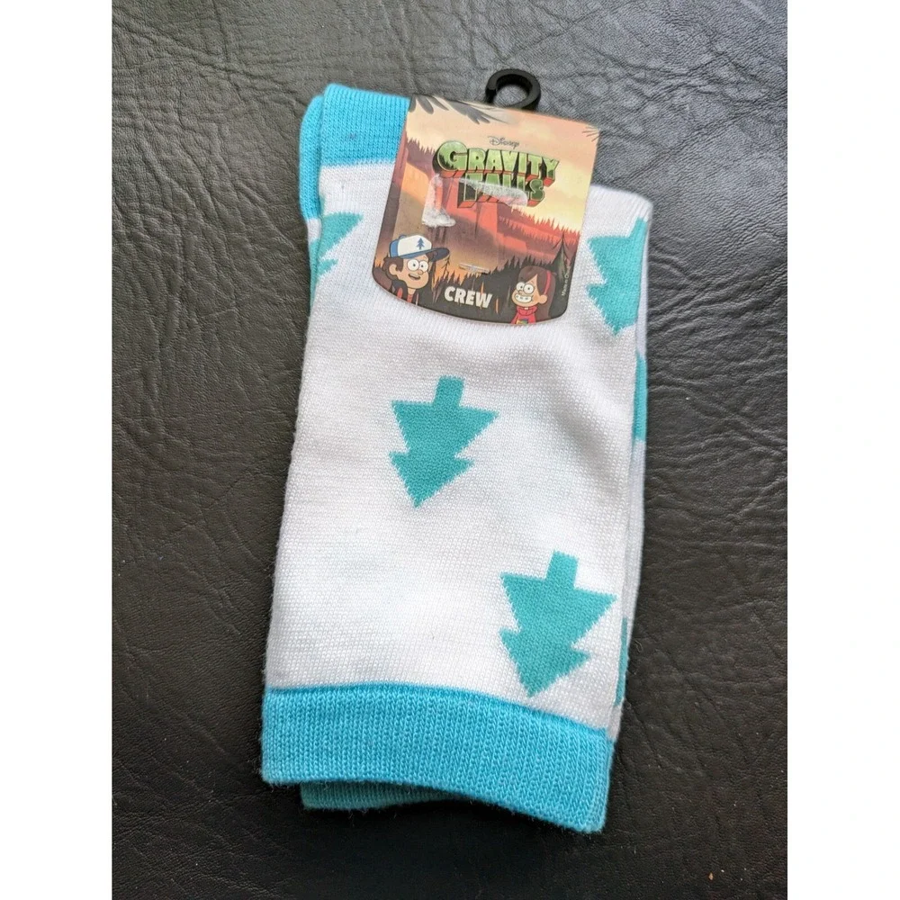Disney XD Gravity Falls Crew Socks Shoe Sz 9 - 11 Blue White Tree Dipper Mable